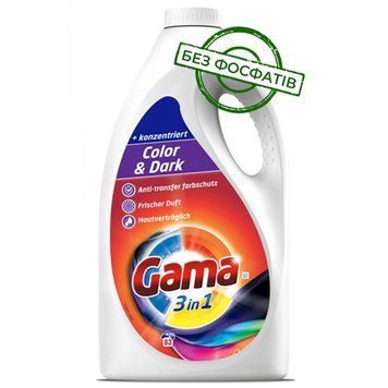 Гель для прання Gama Color & Dark для кольорової та темної білизни, 3.735 л (83 прання &mdash; фото товару