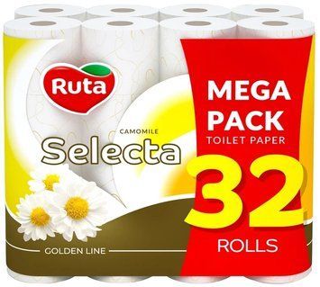 Папір туалетний Ruta Selecta 32рул ромашка 3ш &mdash; фото товару
