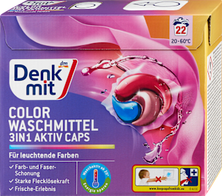 Капсули для прання кольорових речей Denkmit Color 3in1 Aktiv Caps, 22 прання &mdash; фото товару