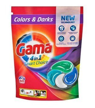 Капсули для прання білизни Gama 4в1 для кольорової та темної білизни, 60 шт &mdash; фото товару